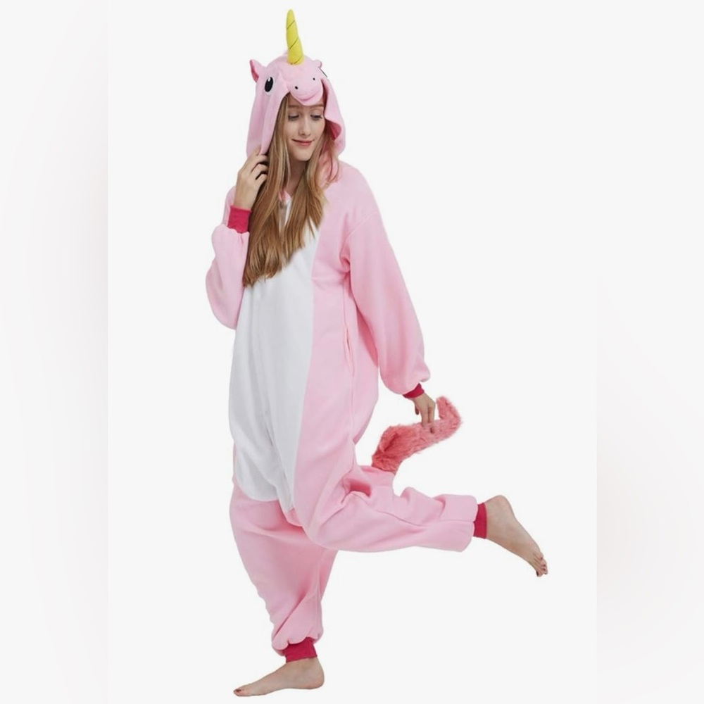 Pink and White Unicorn Onesie Pajamas - Picture 3 of 16